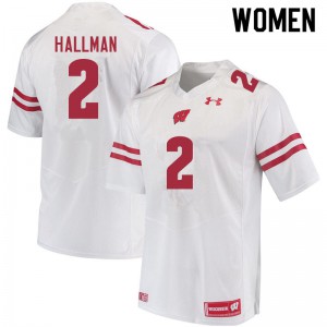 Women University of Wisconsin #2 Ricardo Hallman White Stitch Jersey 782007-784