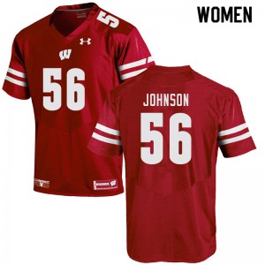 Women University of Wisconsin #56 Rodas Johnson Red Stitched Jersey 977910-888