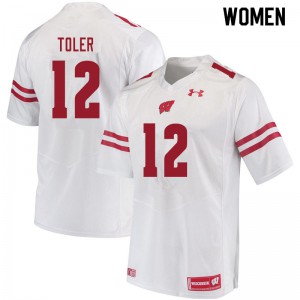 Womens Badgers #12 Titus Toler White Stitched Jersey 656750-604
