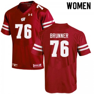 Womens Wisconsin Badgers #76 Tommy Brunner Red Embroidery Jerseys 235702-799