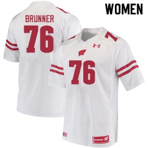 Women's University of Wisconsin #76 Tommy Brunner White NCAA Jerseys 258299-250