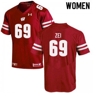 Women's Wisconsin #69 Zach Zei Red Official Jerseys 632494-188