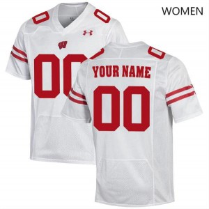 Women's Wisconsin #00 Custom White Stitched Jerseys 709544-273