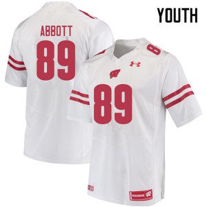 Youth University of Wisconsin #89 A.J. Abbott White Embroidery Jerseys 815153-579