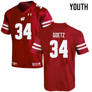 Youth Wisconsin Badgers #34 C.J. Goetz Red Official Jersey 121434-455