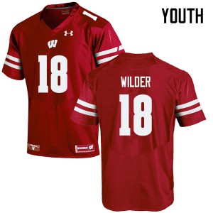 Youth Wisconsin Badgers #18 Collin Wilder Red Embroidery Jerseys 153699-410