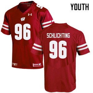 Youth Badgers #96 Conor Schlichting Red University Jerseys 400851-907