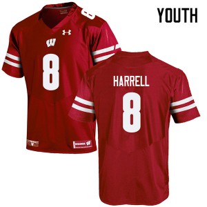 Youth UW #8 Deron Harrell Red NCAA Jerseys 175757-198