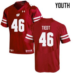 Youth Wisconsin Badgers #46 Hegeman Tiedt Red Embroidery Jersey 711020-855