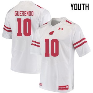 Youth Wisconsin #10 Isaac Guerendo White Official Jerseys 985613-904
