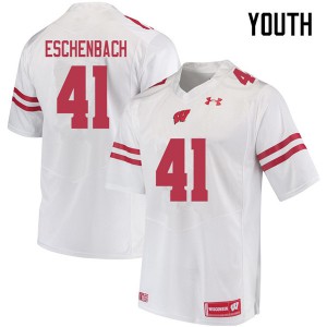 Youth University of Wisconsin #41 Jack Eschenbach White NCAA Jerseys 151395-640
