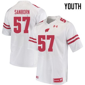 Youth University of Wisconsin #57 Jack Sanborn White Football Jersey 397191-605