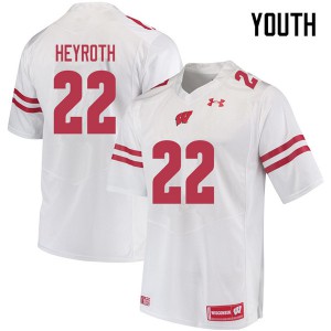 Youth Badgers #22 Jacob Heyroth White Stitch Jerseys 966959-709