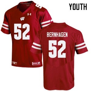 Youth University of Wisconsin #52 Josh Bernhagen Red College Jersey 464940-619