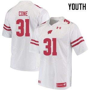 Youth University of Wisconsin #31 Madison Cone White Official Jerseys 980808-283