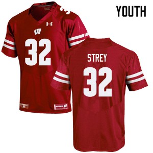 Youth University of Wisconsin #32 Marty Strey Red Stitch Jerseys 427760-715