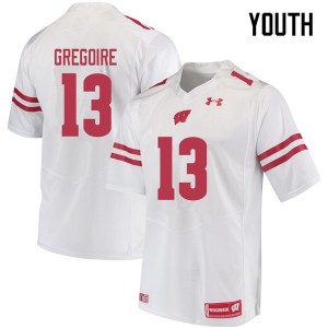 Youth Badgers #13 Mike Gregoire White Alumni Jersey 527748-252