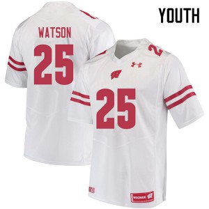 Youth Wisconsin #25 Nakia Watson White Football Jerseys 136327-965