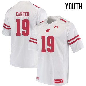 Youth Wisconsin Badgers #19 Nate Carter White College Jerseys 879152-209