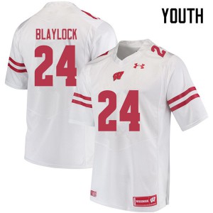 Youth Badgers #24 Travian Blaylock White Player Jersey 832302-652
