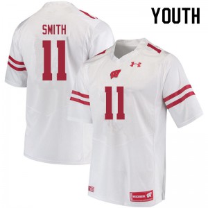 Youth Wisconsin Badgers #11 Alexander Smith White Official Jersey 452615-509