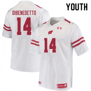 Youth Wisconsin Badgers #14 Jordan DiBenedetto White Official Jersey 632631-690