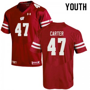 Youth UW #47 Nate Carter Red College Jerseys 652786-488