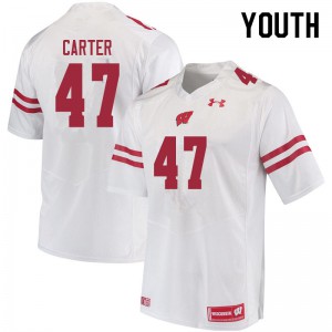 Youth Badgers #47 Nate Carter White Football Jerseys 299625-802