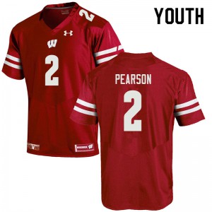 Youth University of Wisconsin #2 Reggie Pearson Red Embroidery Jerseys 127388-965