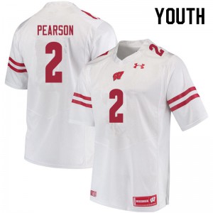 Youth University of Wisconsin #2 Reggie Pearson White NCAA Jersey 387580-350