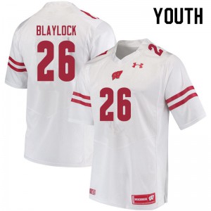 Youth University of Wisconsin #26 Travian Blaylock White College Jersey 845573-742