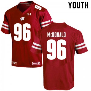 Youth University of Wisconsin #96 Cade McDonald Red Stitched Jerseys 494607-267