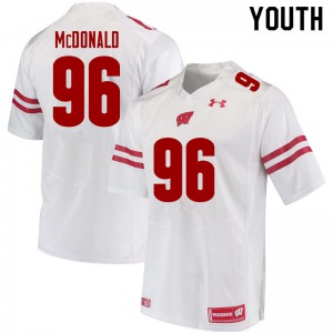 Youth Badgers #96 Cade McDonald White College Jerseys 496142-691
