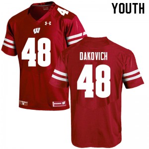 Youth Badgers #48 Cole Dakovich Red Stitched Jerseys 777856-998