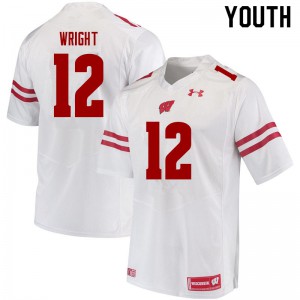 Youth Badgers #12 Daniel Wright White Embroidery Jersey 641893-790