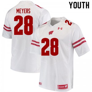 Youth Wisconsin #28 Gavin Meyers White NCAA Jersey 716164-166