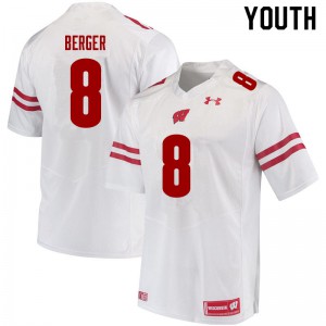 Youth University of Wisconsin #8 Jalen Berger White Official Jersey 913223-854