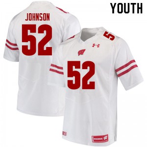 Youth University of Wisconsin #52 Kaden Johnson White Player Jerseys 283979-805