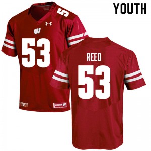 Youth University of Wisconsin #53 Malik Reed Red Embroidery Jersey 424454-306