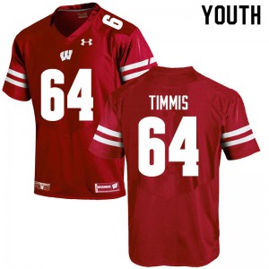 Youth Wisconsin #64 Sean Timmis Red Embroidery Jerseys 182055-193