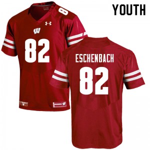 Youth University of Wisconsin #82 Jack Eschenbach Red Embroidery Jersey 549876-801