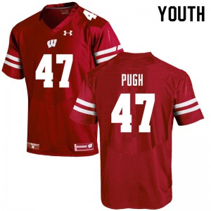 Youth Wisconsin Badgers #47 Jack Pugh Red Embroidery Jersey 266700-883