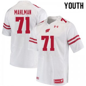 Youth Badgers #71 Riley Mahlman White Official Jersey 516063-608
