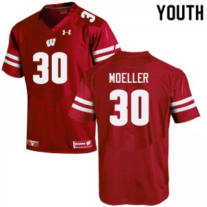 Youth Badgers #30 Alex Moeller Red University Jerseys 933704-983