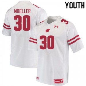 Youth University of Wisconsin #30 Alex Moeller White Football Jerseys 712680-600