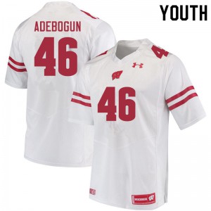 Youth University of Wisconsin #46 Ayo Adebogun White Embroidery Jerseys 323187-940