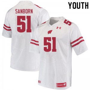 Youth Badgers #51 Bryan Sanborn White Stitched Jersey 926921-396