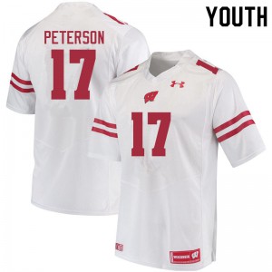 Youth Badgers #17 Darryl Peterson White Embroidery Jersey 783536-176
