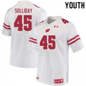 Youth Wisconsin Badgers #45 Garrison Solliday White NCAA Jerseys 241273-572