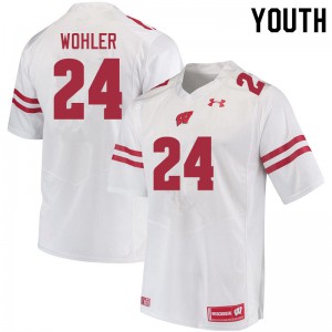 Youth Badgers #24 Hunter Wohler White Official Jerseys 613957-462